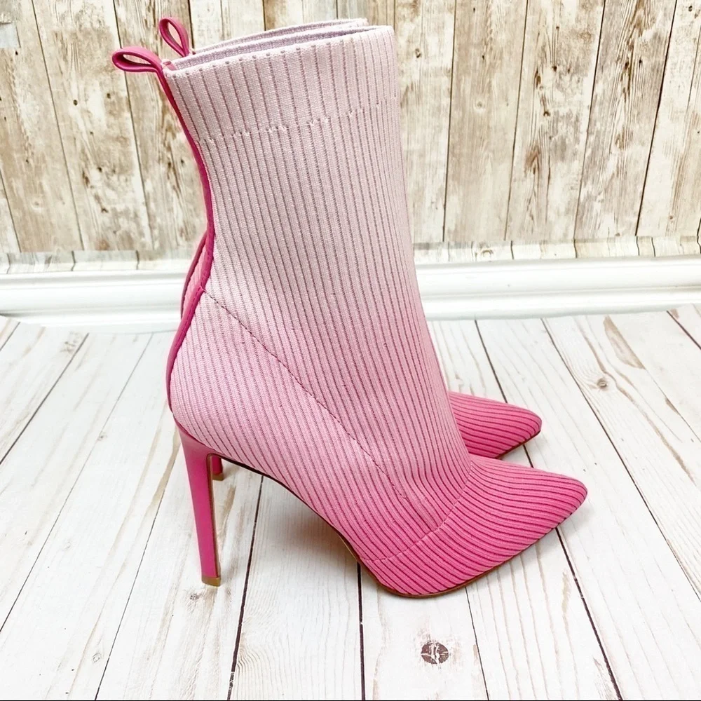 Steve Madden Dianne Pink Ombré Knit‎ Stiletto Boot Size 8 Women